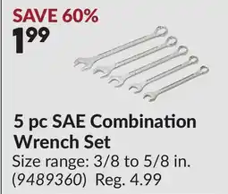 Princess Auto 5 pc SAE Combination Wrench Set offer