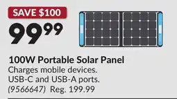 Princess Auto 100W Portable Solar Panel offer