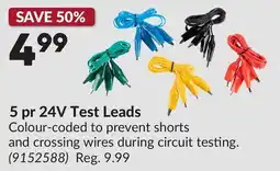 Princess Auto 5 pr 24V Test Leads offer
