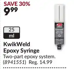 Princess Auto KwikWeld Epoxy Syringe offer