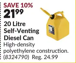 Princess Auto 20 Litre Self-Venting Diesel Can offer