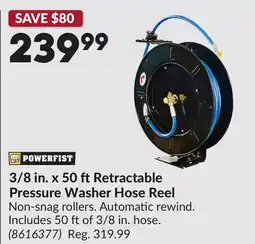 Princess Auto 3/8 in. x 50 ft Retractable Pressure Washer Hose Reel offer
