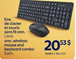 Walmart onn. wireless mouse and keyboard combo offer