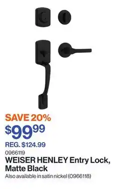 Patrick Morin HENLEY Entry Lock, Matte Black offer