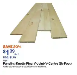 Patrick Morin Paneling Knotty Pine, V-Joint/V-Centre (By Foot) offer