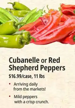 Farm Boy Cubanelle or Red Shepherd Peppers offer