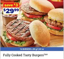 M & M Food Market Fully Cooked Tasty Burgers † offer