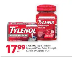 Rexall TYLENOL Rapid Release Gelcaps 80's or Extra Strength eZTabs or Caplets 150's offer