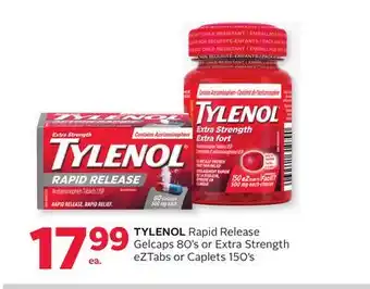 Rexall TYLENOL Rapid Release Gelcaps 80's or Extra Strength eZTabs or Caplets 150's offer
