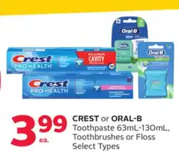 Rexall CREST or ORAL-B Toothpaste 63mL-130mL, Toothbrushes or Floss offer