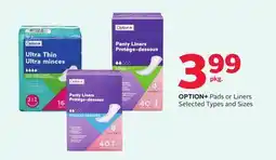 Rexall OPTION+ Pads or Liners offer