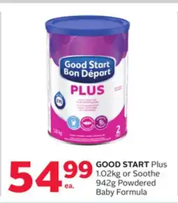 Rexall Plus 1.02kg or Soothe 942g Powdered Baby Formula offer