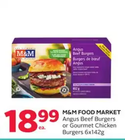 Rexall M&M FOOD MARKET Angus Beef Burgers or Gourmet Chicken Burgers offer