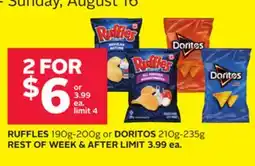 Rexall RUFFLES 190g-200g or DORITOS 210g-235g offer