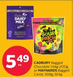 Rexall CADBURY Bagged Chocolate 144g-200g or MAYNARDS Bagged Candy 308g-324g offer