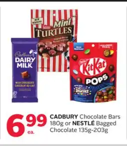 Rexall CADBURY Chocolate Bars 180g or NESTLÉ Bagged Chocolate 135g-203g offer