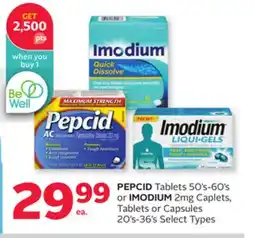 Rexall PEPCID Tablets 50's-60's or IMODIUM 2mg Caplets, Tablets or Capsules offer