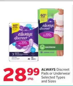 Rexall Discreet Pads or Underwear offer