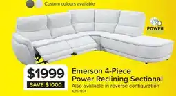 Leon's Emerson 4-Piece Power Reclining Sectional with Right Facing Chaise - Light Grey offer