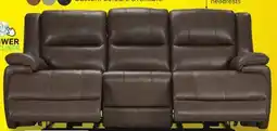 Leon's Allie Leather Dual Power Reclining Sofa - Mocha offer
