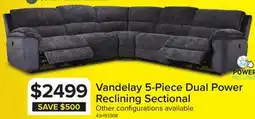 Leon's Vandelay 5-Piece Dual Power Reclining Sectional - Grey offer