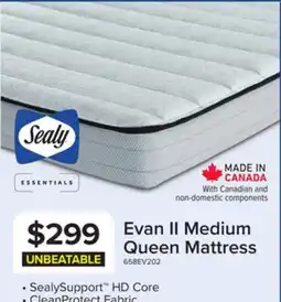 Leon's Sealy Essentials Evan II Medium Queen Mattress offer
