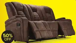 Leon's Dallas Reclining Sofa With Drop Down Table - Mocha offer