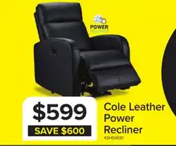 Leon's Cole Leather Power Recliner - Black offer