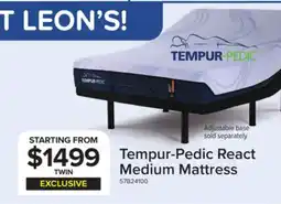 Leon's Tempur-Pedic React 2.0 Medium Twin Mattress 10 inches offer