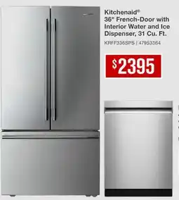 Leon's Kitchenaid 36 French-Door with Interior Water and Ice Dispenser, 31 Cu. Ft offer