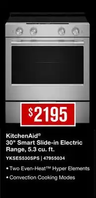 Leon's KitchenAid 30 Smart Slide-in Electric Range, 5.3 cu. ft offer