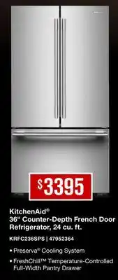Leon's KitchenAid 36 Counter-Depth French Door Refrigerator, 24 cu. ft offer
