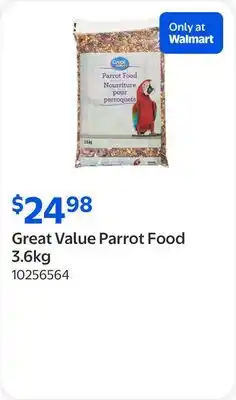 Walmart Great Value Parrot Food offer