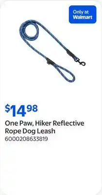 Walmart One Paw, Hiker Reflective Rope Dog Leash offer