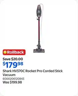 Walmart Shark HV370C Rocket Pro Corded Stick Vacuum offer