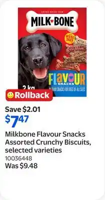 Walmart Milkbone Flavour Snacks Assorted Crunchy Biscuits, selected varieties offer
