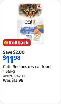 Walmart Catit Recipes dry cat food offer