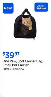 Walmart One Paw, Soft Carrier Bag, Small Pet Carrier offer