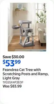 Walmart Feandrea Cat Tree with Scratching Posts and Ramp, Light Gray offer