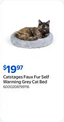 Walmart Catstages Faux Fur Self Warming Grey Cat Bed offer