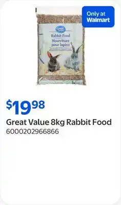 Walmart Great Value 8kg Rabbit Food offer