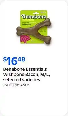 Walmart Benebone Essentials Wishbone Bacon, M/L, selected varieties offer
