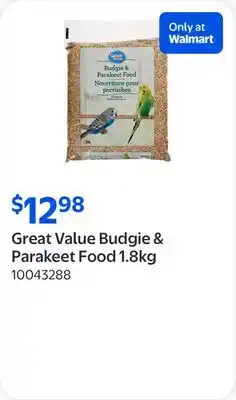 Walmart Great Value Budgie & Parakeet Food offer