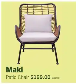The Brick Maki Outdoor Patio Chair - Hand-Woven Resin Wicker, UV & Weather Resistant - Natural offer