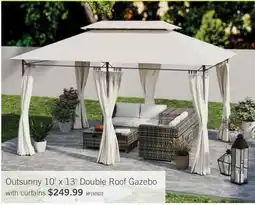 The Brick Outsunny 10' x 13' Double Roof Gazebo with curtains offer