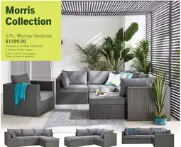 The Brick Morris 5-Piece Outdoor Patio Set with 2 Storage Armless Chairs & 3 Corner Chairs - Grey Resin Wicker offer