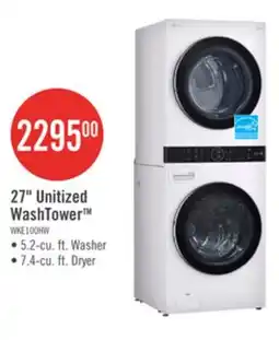 The Brick LG 5.2 Washer/7.4 Dryer Cu. Ft. Front-Load High-Efficiency Washtower - White - WKE100HWA offer