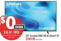 The Brick SAMSUNG 55 U8000H Crystal UHD 4K Smart Tizen TV (UN55U8000HFXZC) – 2026 Model offer