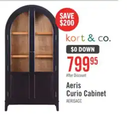 The Brick Kort & Co Aeris 36 Arched Curio Cabinet with Glass Doors – Matte Black and Natural Oak offer