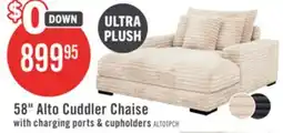 The Brick Alto 58 Ultra Plush Faux Fur Fabric Chaise Lounge with Dual Cupholders and USB Port - Taupe offer